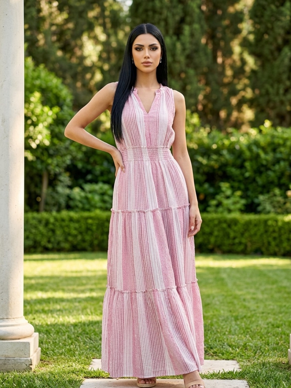 Rails Pink and White Loulou Striped Maxi Dress